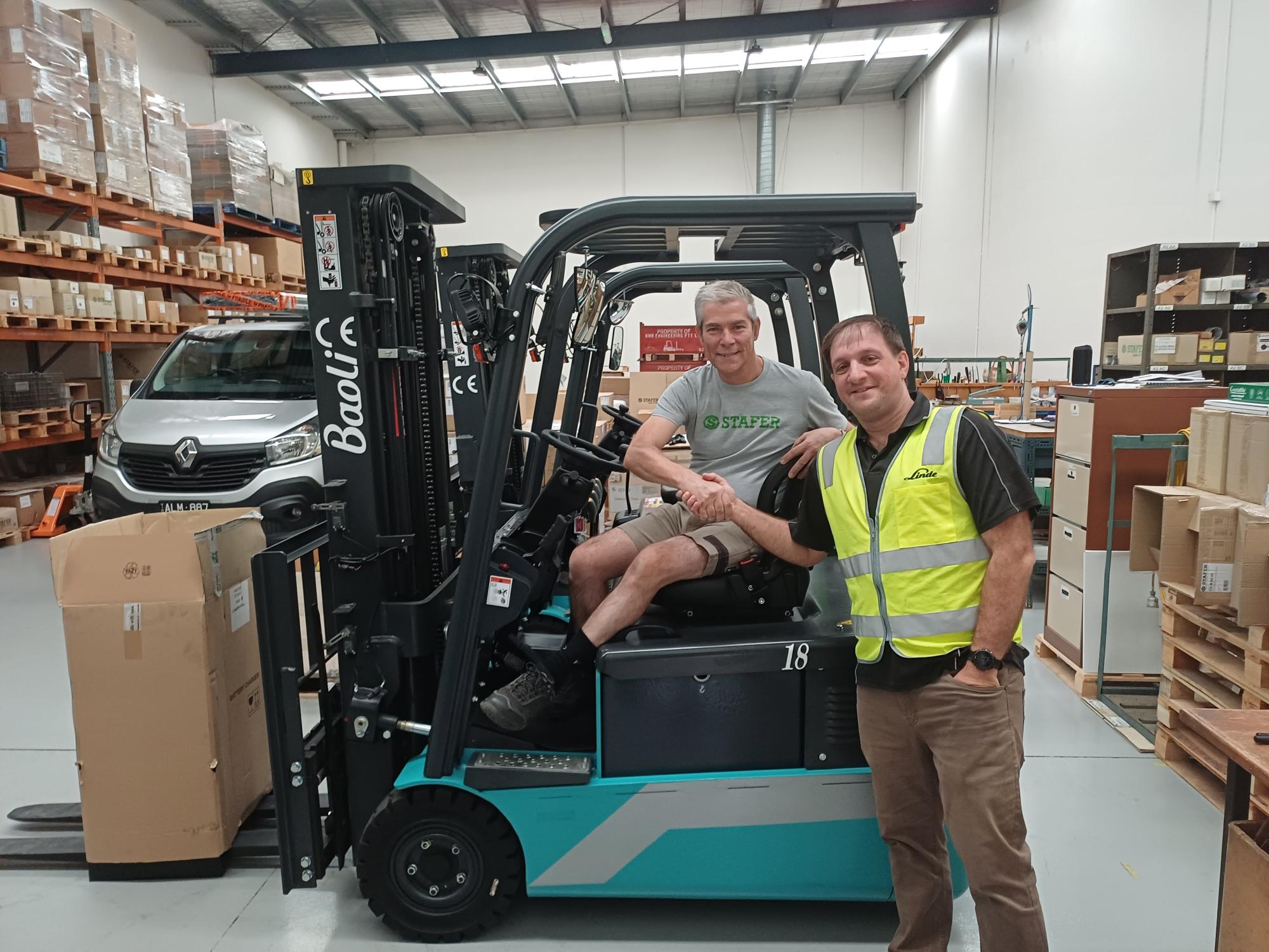 Three wheel electric forklift purchased